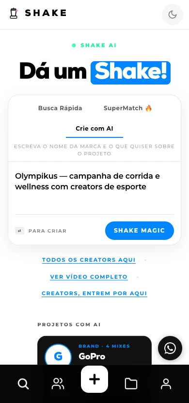 Shake home with a campaign brief written into Create with AI
