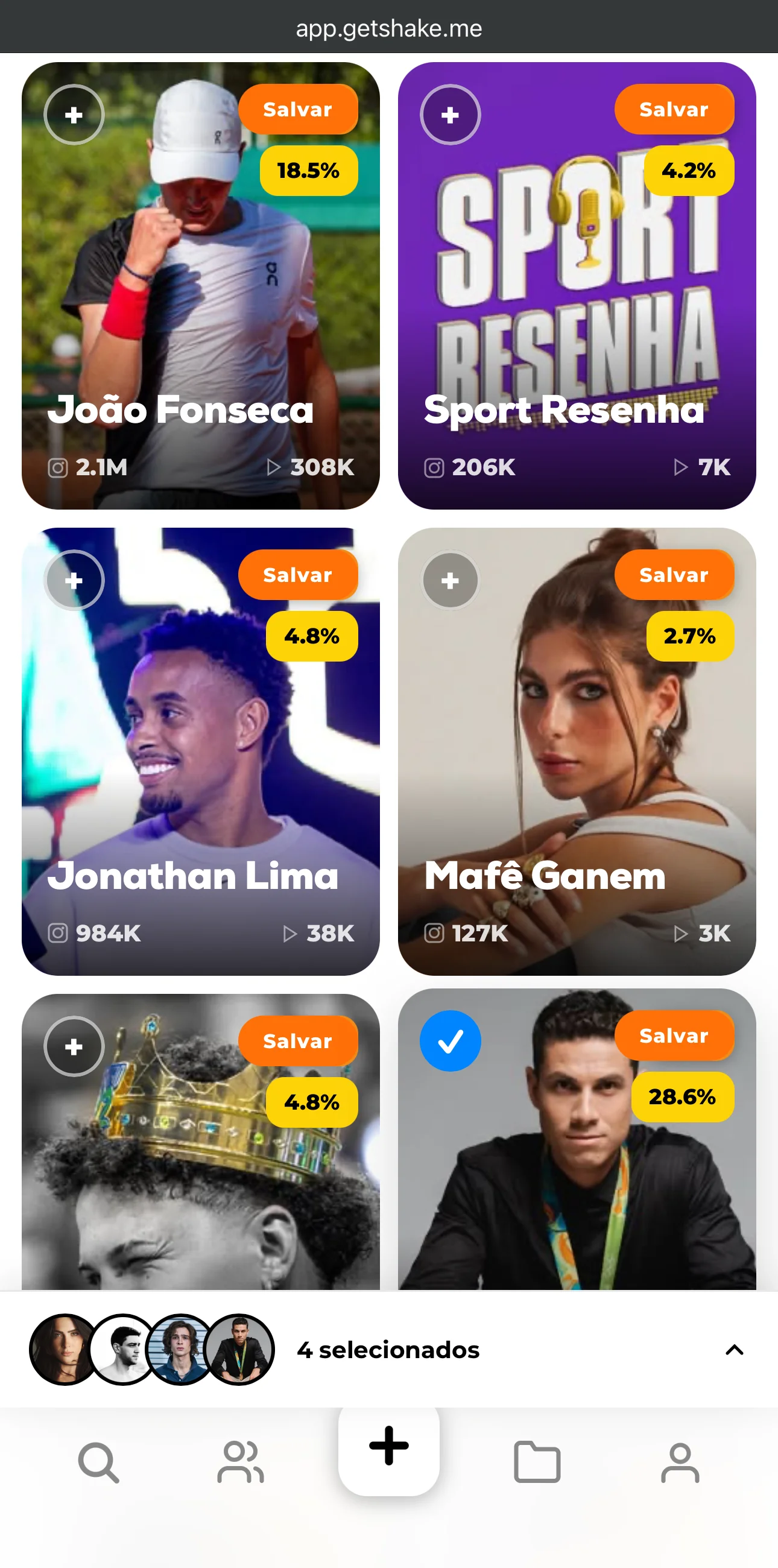 Home da Shake com busca rápida e SuperMatch